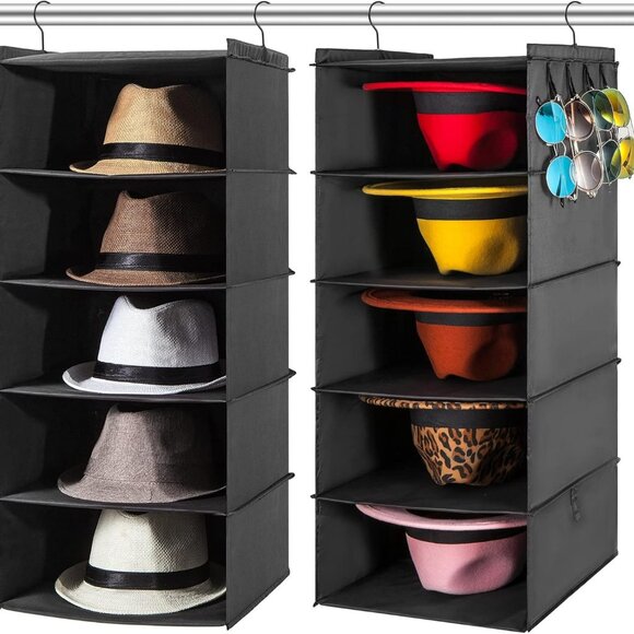 Hat Rack for Closet Hanging Organizer Fedora, 2 Pack 10 Shelves Organization, Ca - Picture 1 of 8